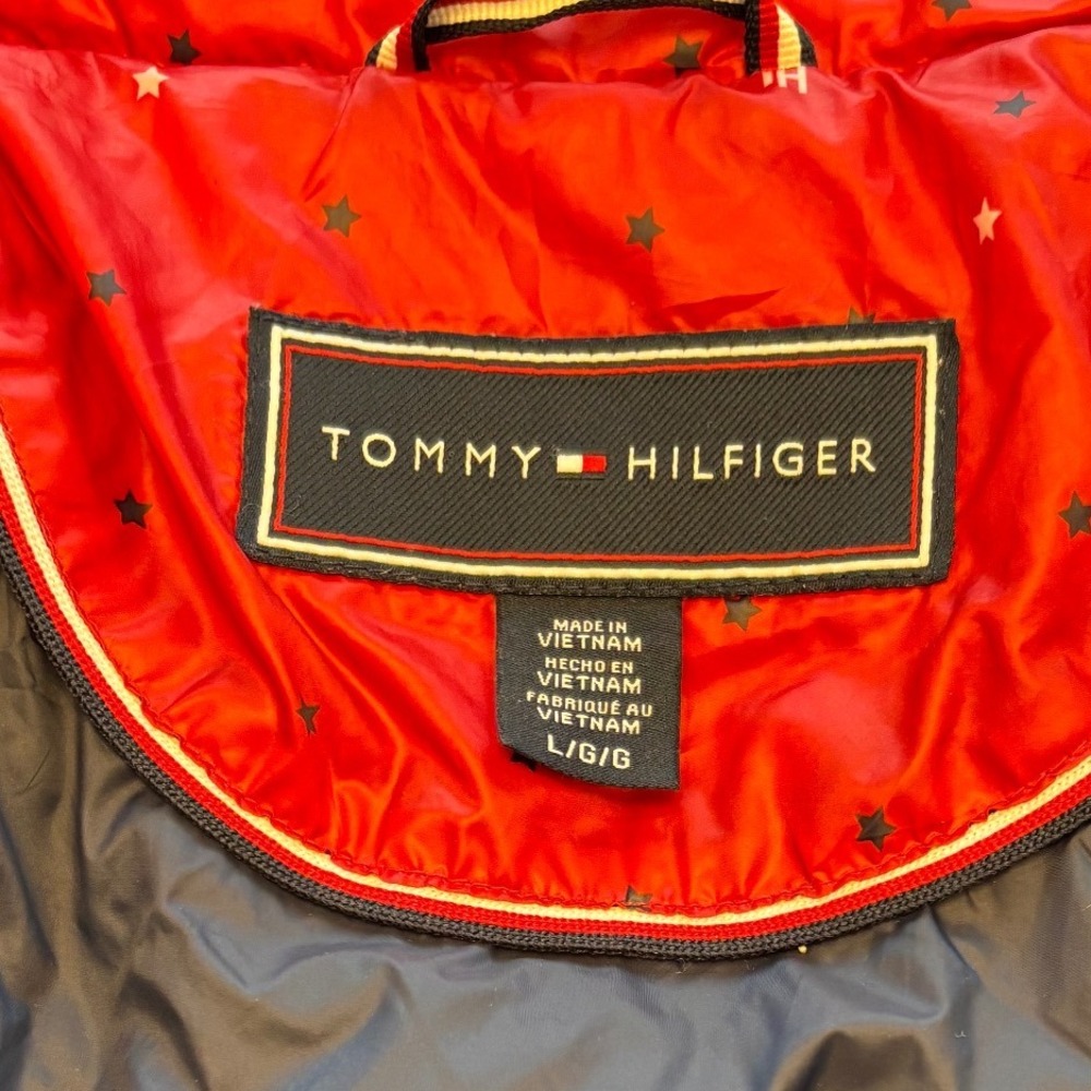 Tommy Hilfiger Womens Red Quilted Puffer Vest Star Print Full Zip Size Large - Picture 9 of 15